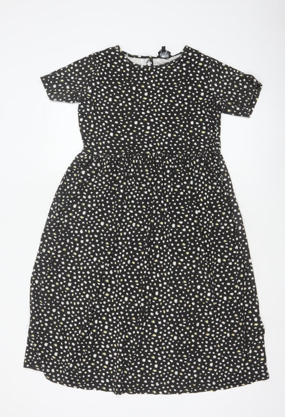 Wednesday's Girl Women's Black Floral A-Line Midi Dress Size S