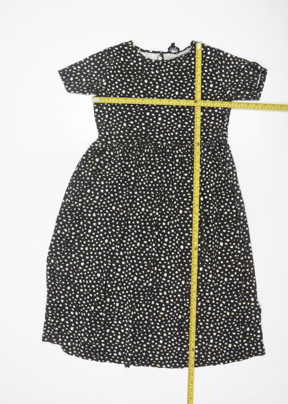 Wednesday's Girl Women's Black Floral A-Line Midi Dress Size S