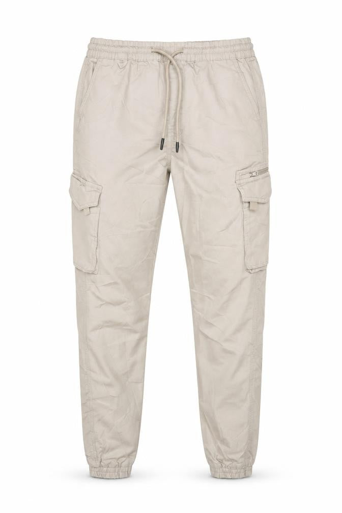 Denim Co Mens Beige Cargo Jogger Trousers S Regular Fit Elastic Waist