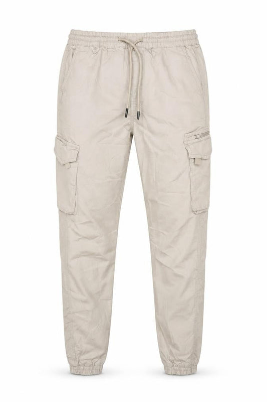 Denim Co Mens Beige Cargo Jogger Trousers S Regular Fit Elastic Waist