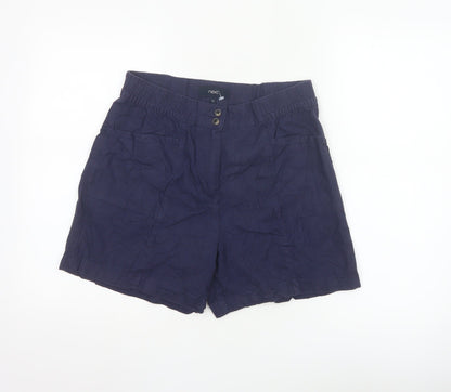 Next Women Blue Linen Blend Chino Shorts Size 10