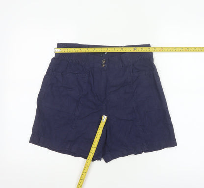 Next Women Blue Linen Blend Chino Shorts Size 10