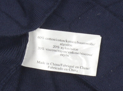 Laura Ashley Women's Blue High Neck Cotton Blend Jumper UK 10