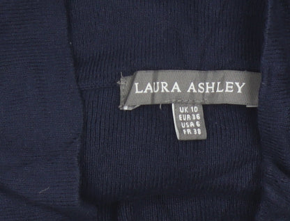 Laura Ashley Women's Blue High Neck Cotton Blend Jumper UK 10