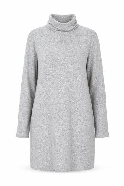 Zara Women Grey Knit Roll Neck Long Sleeve Shift Dress Size 12