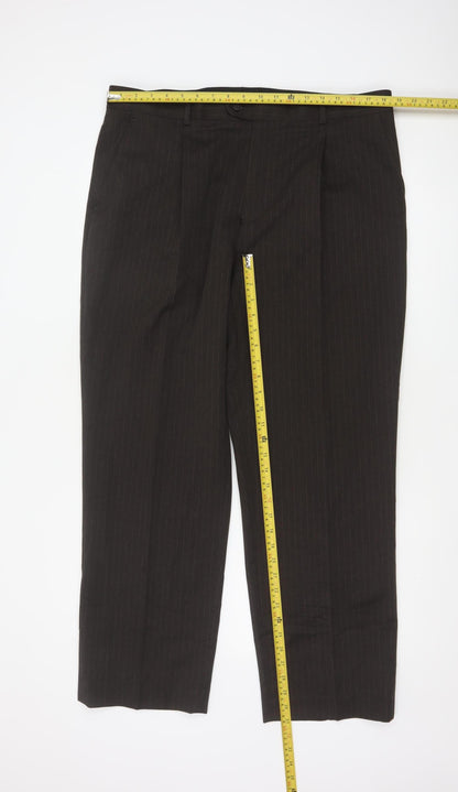 Taylor & Wright Men's Brown Pinstripe Dress Trousers 38S