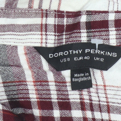 Dorothy Perkins Womens UK 12 Plaid Long Sleeve Button-Up Shirt