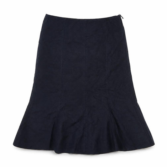 CC Petite Women's Blue Linen Flare Skirt Size 12 Knee Length