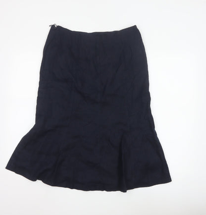 CC Petite Women's Blue Linen Flare Skirt Size 12 Knee Length