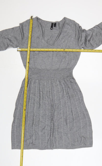 H&M Divided Women's Grey Acrylic Knit Skater Dress Size 12