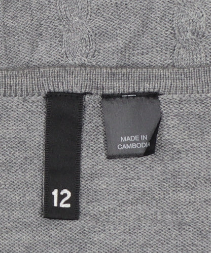 H&M Divided Women's Grey Acrylic Knit Skater Dress Size 12