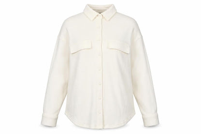 Next Women Ivory Collared Button-Up Knit Shirt Size S