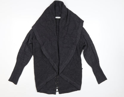 Jaeger Women Grey Wool Long Sleeve Open Cardigan M