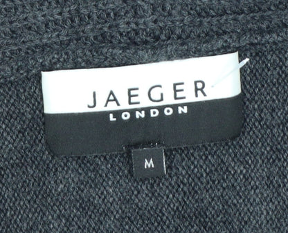 Jaeger Women Grey Wool Long Sleeve Open Cardigan M