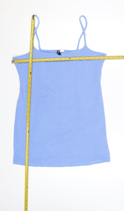 H&M Divided Women’s Blue Slip Dress Size 16 Stretch Knit