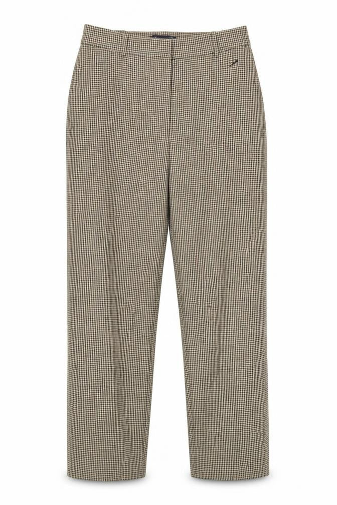 Marks and Spencer Women’s Beige Check Trousers Size 12 Regular Fit