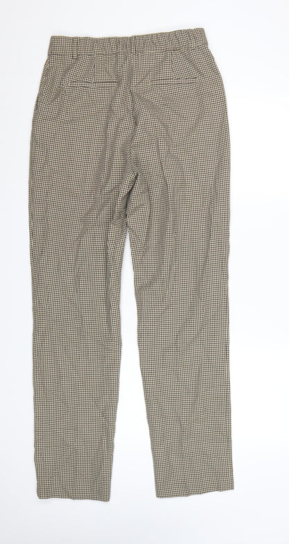 Marks and Spencer Women’s Beige Check Trousers Size 12 Regular Fit