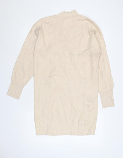 Abercrombie & Fitch Women Beige Small Knit High Neck Jumper Dress