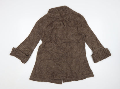 Massimo Dutti Women Brown Wool Alpaca Chunky Knit Cardigan S
