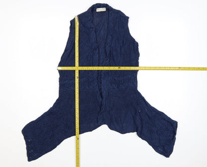Marks & Spencer Indigo Blue Linen Knit Women's Size 14 Sleeveless Vest