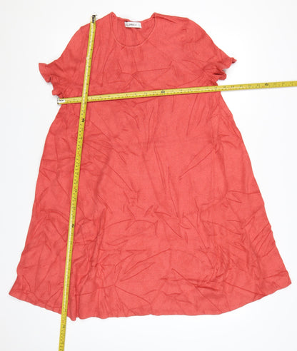 Zara Women Red A-Line Knit Short Sleeve Dress Size 12