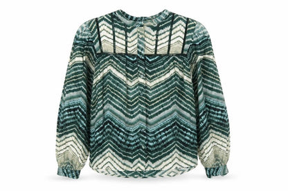 Marks & Spencer Per Una Green Geometric Long Sleeve Tunic Blouse Women’s Size 12