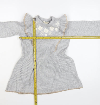 Cynthia Rowley Girls Grey Knit Ruffle A-Line Dress 2-3 Years