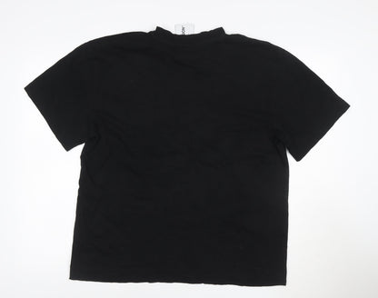 Collusion Women's Black XS Relaxed Fit Short Sleeve Cotton T-Shirt