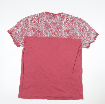 Next Men’s Red Tropical Print Cotton Crew Neck T-Shirt XL