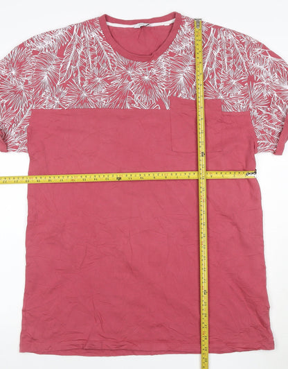 Next Men’s Red Tropical Print Cotton Crew Neck T-Shirt XL