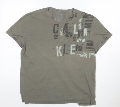 Calvin Klein Men's Green Graphic Print Short Sleeve T-Shirt L