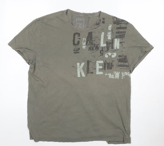 Calvin Klein Men's Green Graphic Print Short Sleeve T-Shirt L