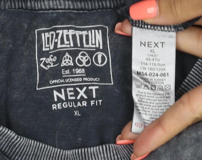 Next Men’s Black Led Zeppelin Band T-Shirt XL Regular Fit