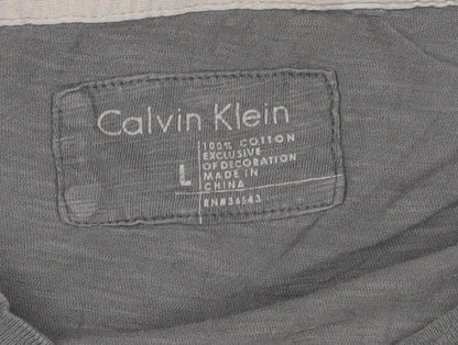 Calvin Klein Men's Grey Graphic Short Sleeve Cotton T-Shirt Size L