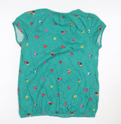 Marks and Spencer Womens Green Floral Button-Up Cotton Top UK 12