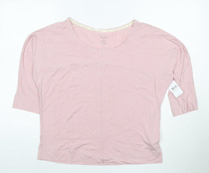 Calvin Klein Women Pink Relaxed 3/4 Sleeve Modal T-Shirt L