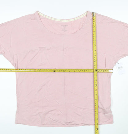 Calvin Klein Women Pink Relaxed 3/4 Sleeve Modal T-Shirt L