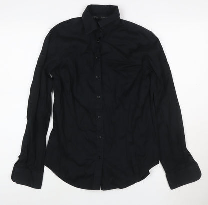 Zara Basic Women's Black Long Sleeve Button-Up Shirt M