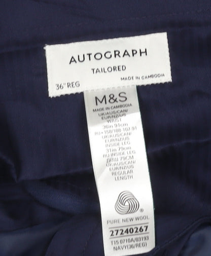 Marks and Spencer Autograph Men's Blue Wool Dress Trousers 36R