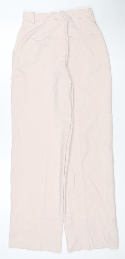 Zara Women's Beige XS Wide-Leg Trousers Polyester Viscose Blend