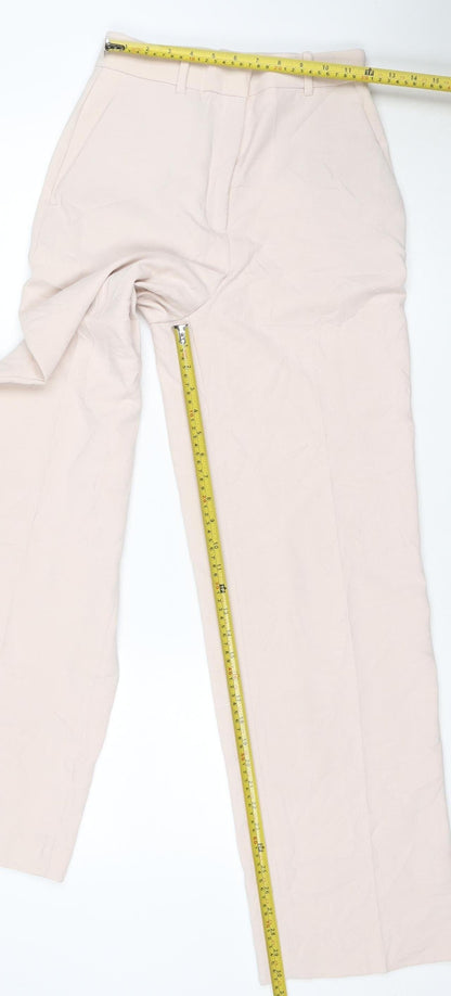 Zara Women's Beige XS Wide-Leg Trousers Polyester Viscose Blend