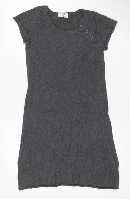 Hush Women Grey S/M Short Sleeve Knit Jumper Dress