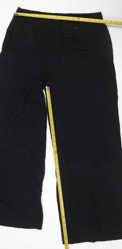 Marks and Spencer Women Black Size 16 Long Wide-Leg Walking Trousers