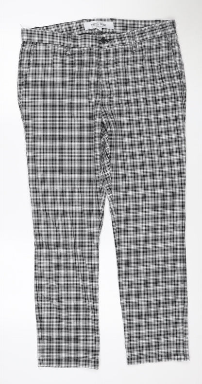 Topman Men's Black Check Skinny Trousers W34 L30