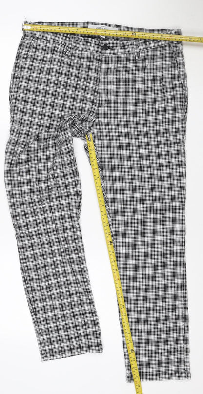 Topman Men's Black Check Skinny Trousers W34 L30