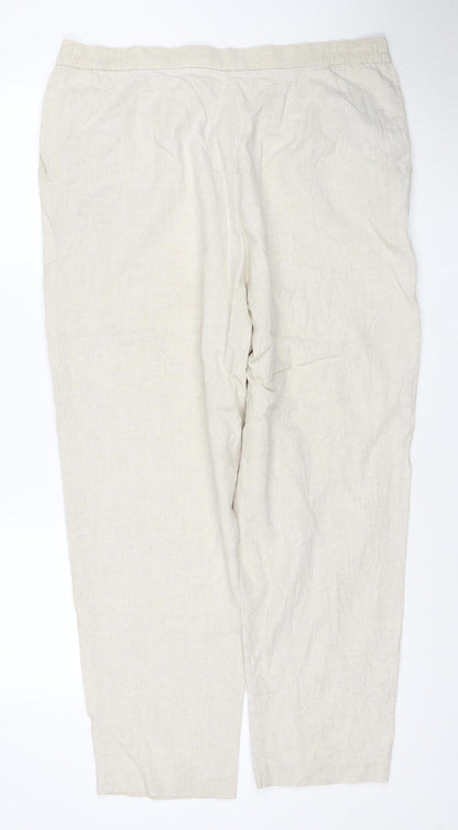 Marks and Spencer St Michael Womens Beige Linen Wide-Leg Trousers UK 20