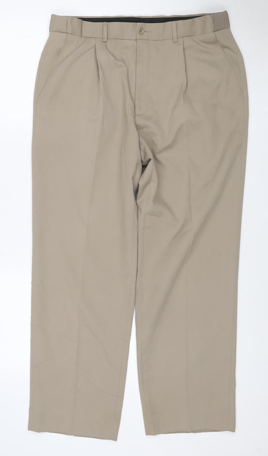 Debenhams Women Beige 24 Short Straight Leg Polyester Trousers