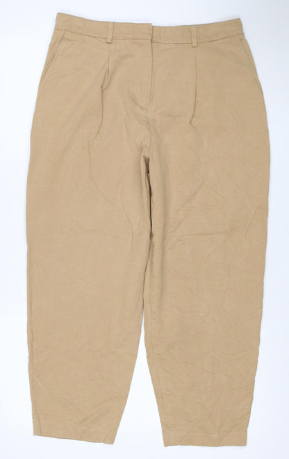 Marks and Spencer Women Beige Chino Trousers Size 14 Regular