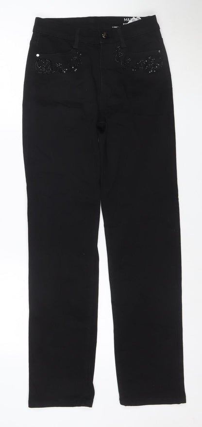Marks and Spencer Women’s Black Straight Jeans Size 8 Regular Stretch Denim
