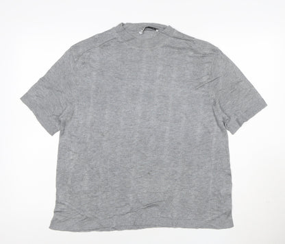 Zara Women Grey Mock Neck Short Sleeve Modal T-Shirt Size S
